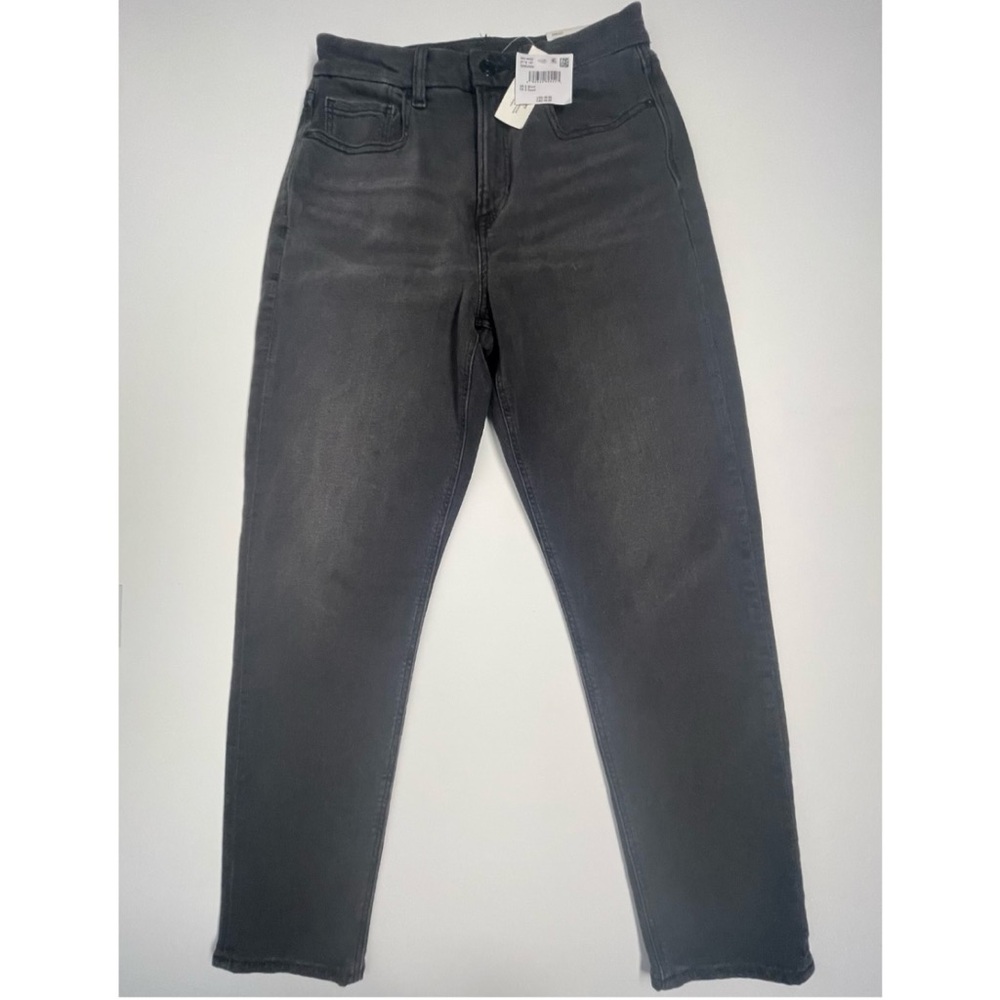 American Eagle Curvy Mom Jeans Stretch Super High Rise Size 2 Short Washed Black